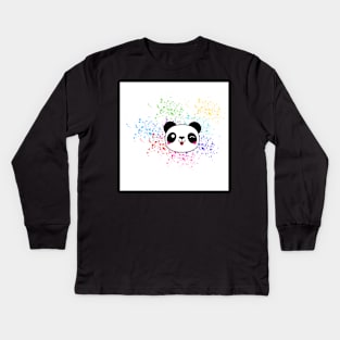 Tongue out Panda Bear Kids Long Sleeve T-Shirt